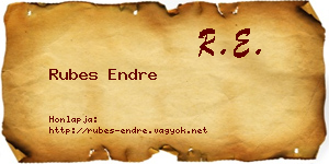 Rubes Endre névjegykártya